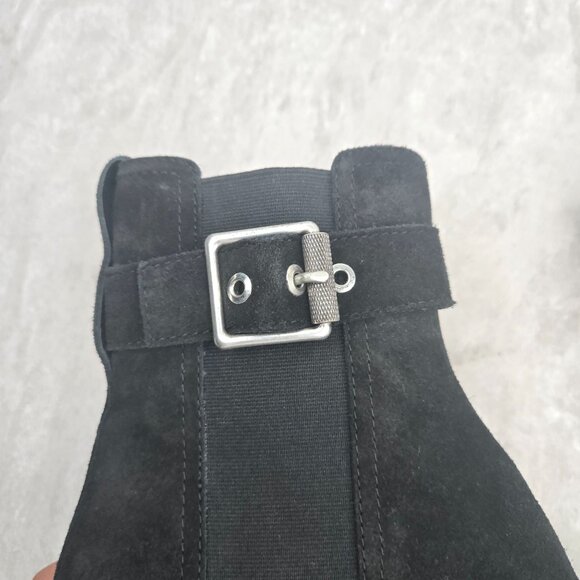 Rag & Bone Moto Boots Size 6.5 Black Suede Biker Block Heel Chelsea Ankle Bootie - Picture 11 of 12